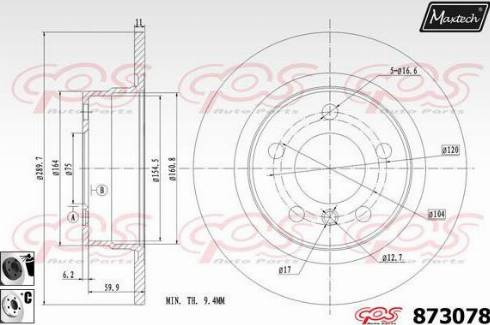 Maxtech 873078.6060 - Тормозной диск autospares.lv