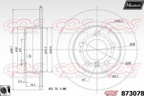 Maxtech 873078.0060 - Тормозной диск autospares.lv