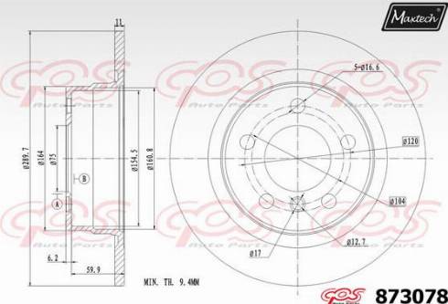 Maxtech 873078.0000 - Тормозной диск autospares.lv