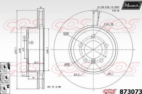 Maxtech 873073.6980 - Тормозной диск autospares.lv