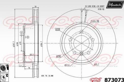 Maxtech 873073.6060 - Тормозной диск autospares.lv