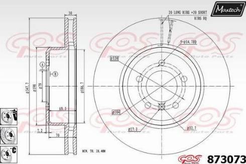 Maxtech 873073.6880 - Тормозной диск autospares.lv