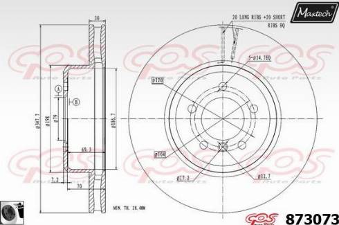 Maxtech 873073.0060 - Тормозной диск autospares.lv