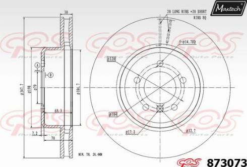 Maxtech 873073.0000 - Тормозной диск autospares.lv