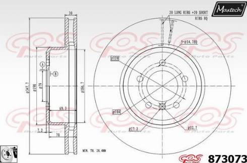 Maxtech 873073.0080 - Тормозной диск autospares.lv