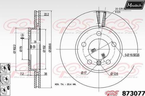 Maxtech 873077.6980 - Тормозной диск autospares.lv