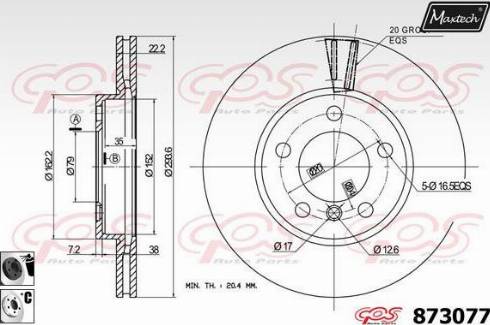 Maxtech 873077.6060 - Тормозной диск autospares.lv