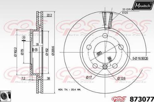 Maxtech 873077.0060 - Тормозной диск autospares.lv