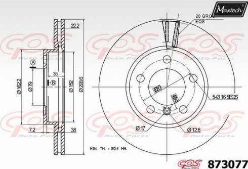 Maxtech 873077.0000 - Тормозной диск autospares.lv