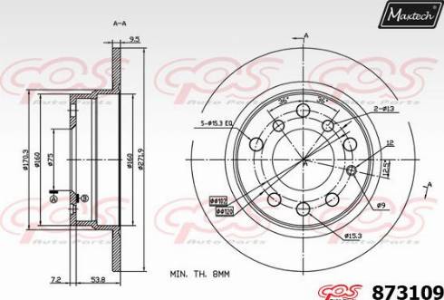 Maxtech 873109.0000 - Тормозной диск autospares.lv