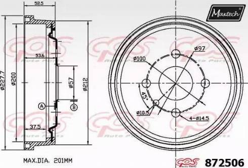 Maxtech 872506.0000 - Тормозной барабан autospares.lv