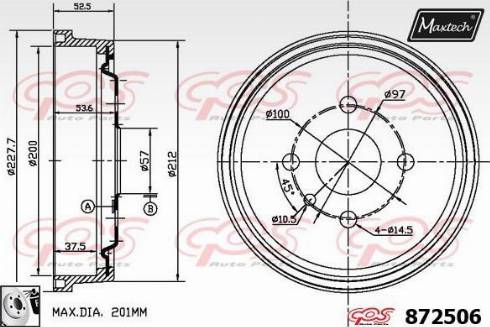 Maxtech 872506.0080 - Тормозной барабан autospares.lv