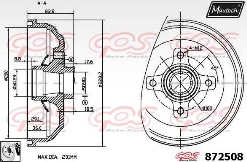 Maxtech 872508.0080 - Тормозной барабан autospares.lv