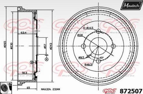 Maxtech 872507.0060 - Тормозной барабан autospares.lv