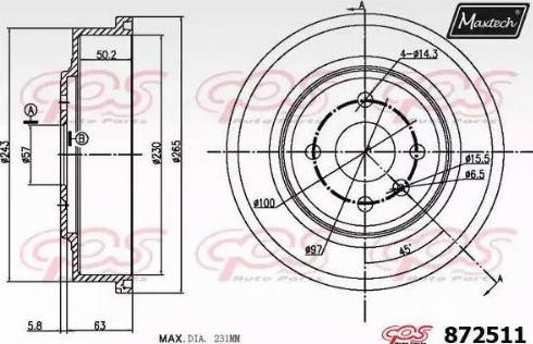 Maxtech 872511.0000 - Тормозной барабан autospares.lv