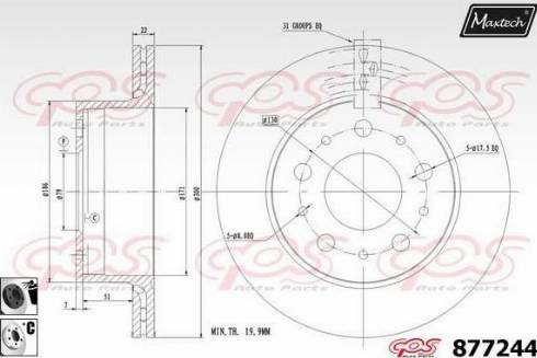 Maxtech 877244.6060 - Тормозной диск autospares.lv