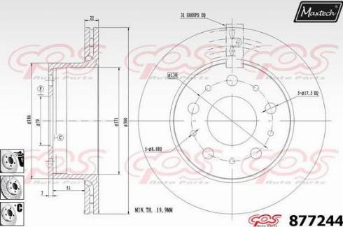 Maxtech 877244.6880 - Тормозной диск autospares.lv