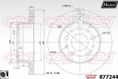 Maxtech 877244.0060 - Тормозной диск autospares.lv