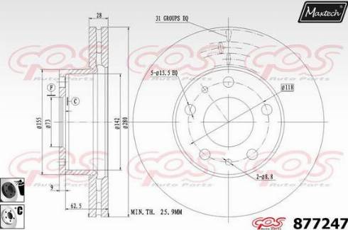 Maxtech 877247.6060 - Тормозной диск autospares.lv