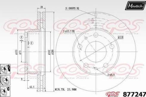 Maxtech 877247.6880 - Тормозной диск autospares.lv