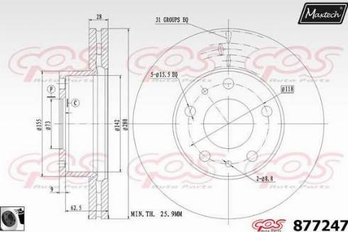 Maxtech 877247.0060 - Тормозной диск autospares.lv