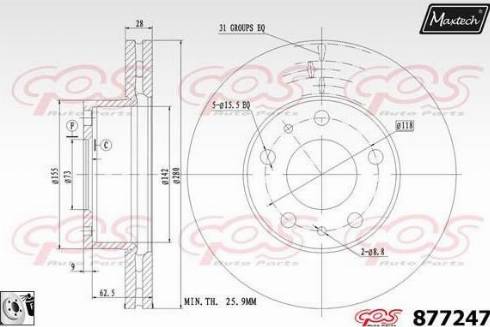 Maxtech 877247.0080 - Тормозной диск autospares.lv