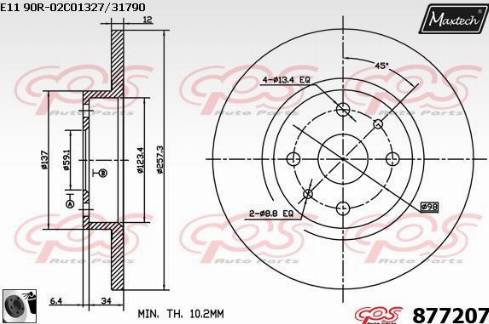 Maxtech 877207.0060 - Тормозной диск autospares.lv