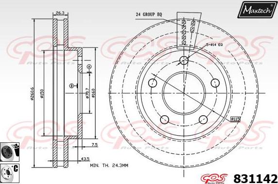 Maxtech 877214 - Тормозной диск autospares.lv