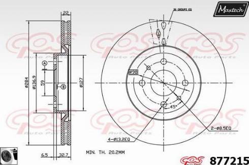 Maxtech 877215.0060 - Тормозной диск autospares.lv