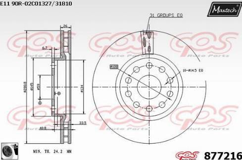 Maxtech 877216.0060 - Тормозной диск autospares.lv