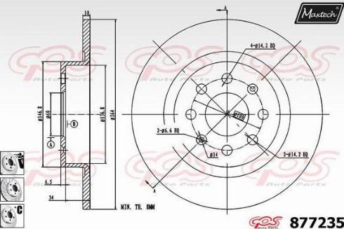 Maxtech 877235.6980 - Тормозной диск autospares.lv