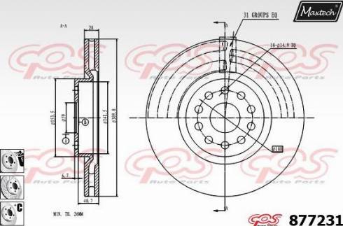 Maxtech 877231.6980 - Тормозной диск autospares.lv