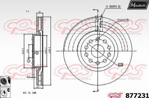 Maxtech 877231.6060 - Тормозной диск autospares.lv