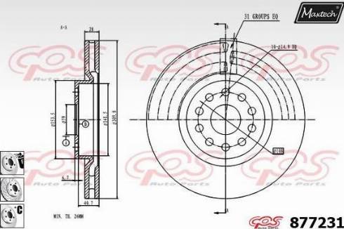 Maxtech 877231.6880 - Тормозной диск autospares.lv