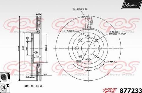 Maxtech 877233.6060 - Тормозной диск autospares.lv