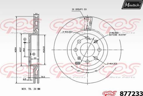 Maxtech 877233.0000 - Тормозной диск autospares.lv