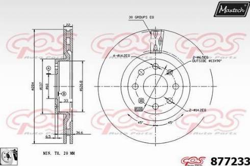 Maxtech 877233.0080 - Тормозной диск autospares.lv