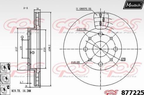 Maxtech 877225.6980 - Тормозной диск autospares.lv