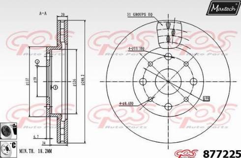 Maxtech 877225.6060 - Тормозной диск autospares.lv