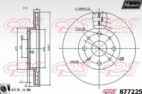 Maxtech 877225.0060 - Тормозной диск autospares.lv