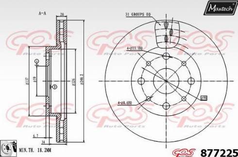 Maxtech 877225.0080 - Тормозной диск autospares.lv