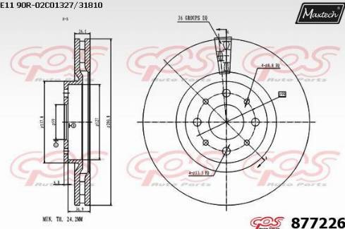 Maxtech 877226.0000 - Тормозной диск autospares.lv