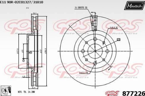 Maxtech 877226.0080 - Тормозной диск autospares.lv