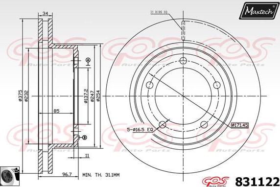 Maxtech 877221 - Тормозной диск autospares.lv