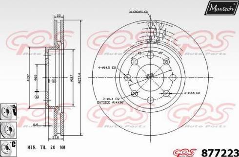 Maxtech 877223.6980 - Тормозной диск autospares.lv