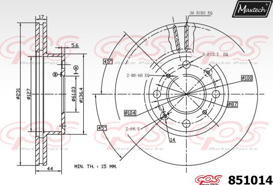 Maxtech 70160094 - Комплект направляющей гильзы, тормозной поршень autospares.lv