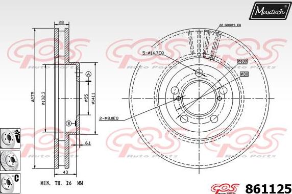 Maxtech 70160090 - Комплект направляющей гильзы, тормозной поршень autospares.lv