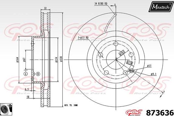 Maxtech 70160056 - Комплект направляющей гильзы, тормозной поршень autospares.lv