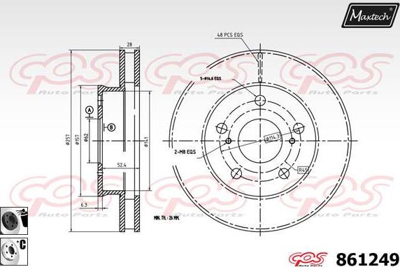 Maxtech 70160053 - Комплект направляющей гильзы, тормозной поршень autospares.lv