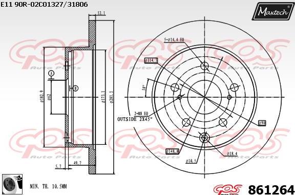 Maxtech 70160069 - Комплект направляющей гильзы, тормозной поршень autospares.lv